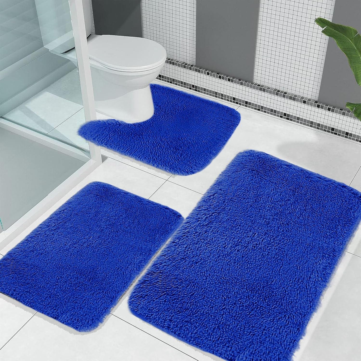 3PCS Soft Bath Mat Set - Non-Slip Thick Machine Washable