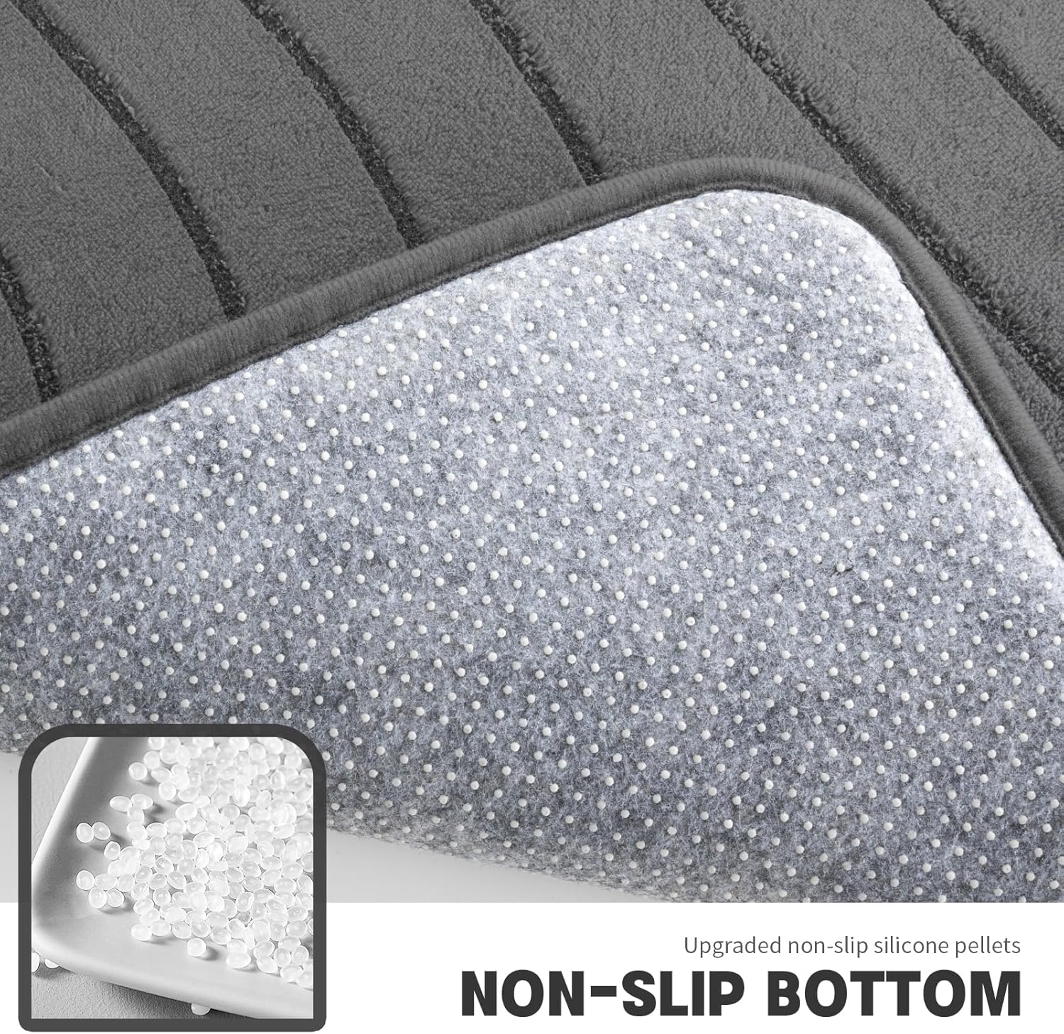 YIHOUSE 3 Piece Bath Mat Set Dark Grey