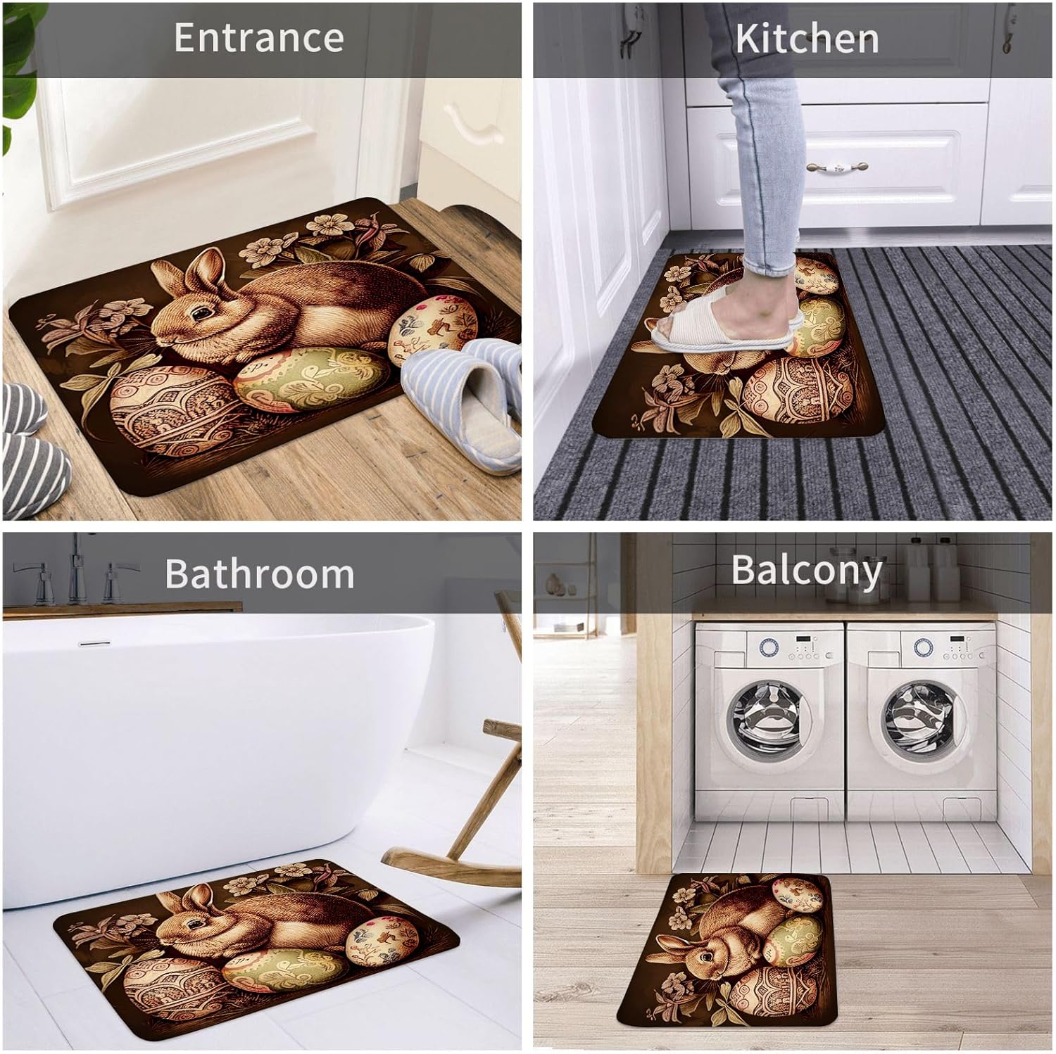 Soft Flannel Bath Mat with Non-Slip Design and Rainbow Pattern