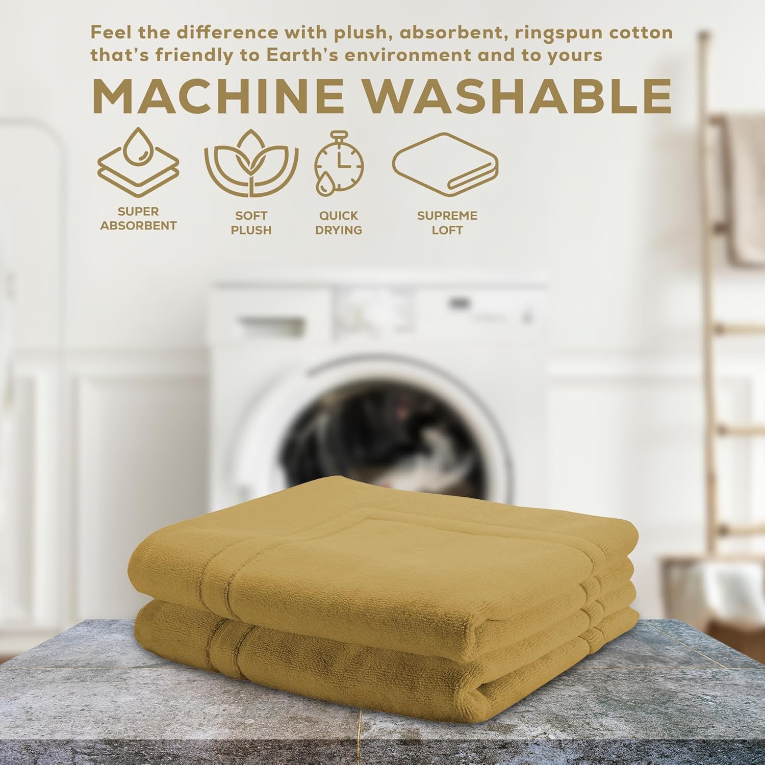 ALIBI Bath Mat Set 2 Pack Luxury Cotton Towel