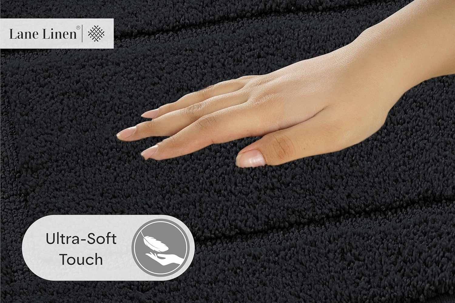 LANE LINEN 20 x 32 Non Slip Bath Mat - Black