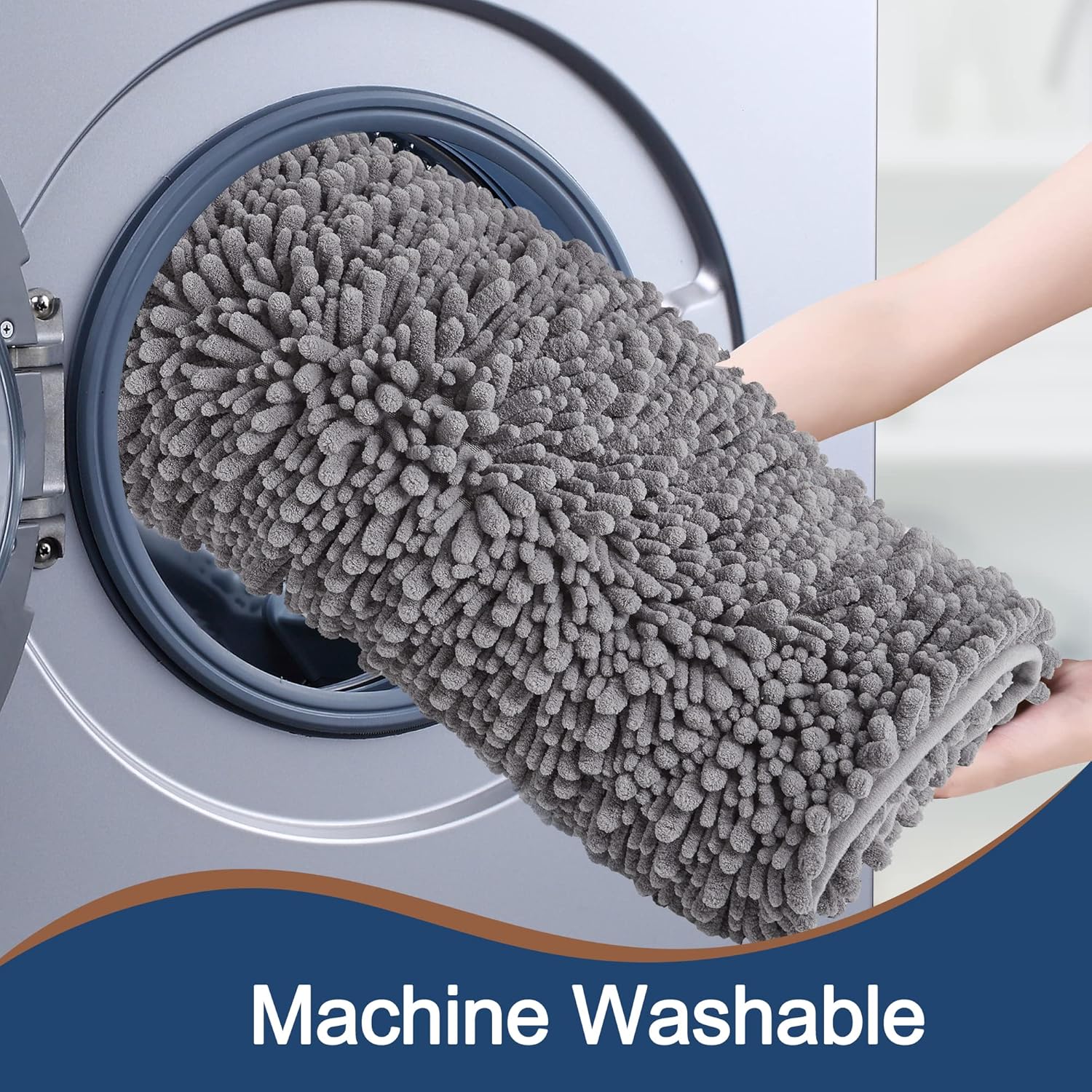 FLOLEOPA Soft Plush Microfiber Bath Mat 17x24 Inches Grey
