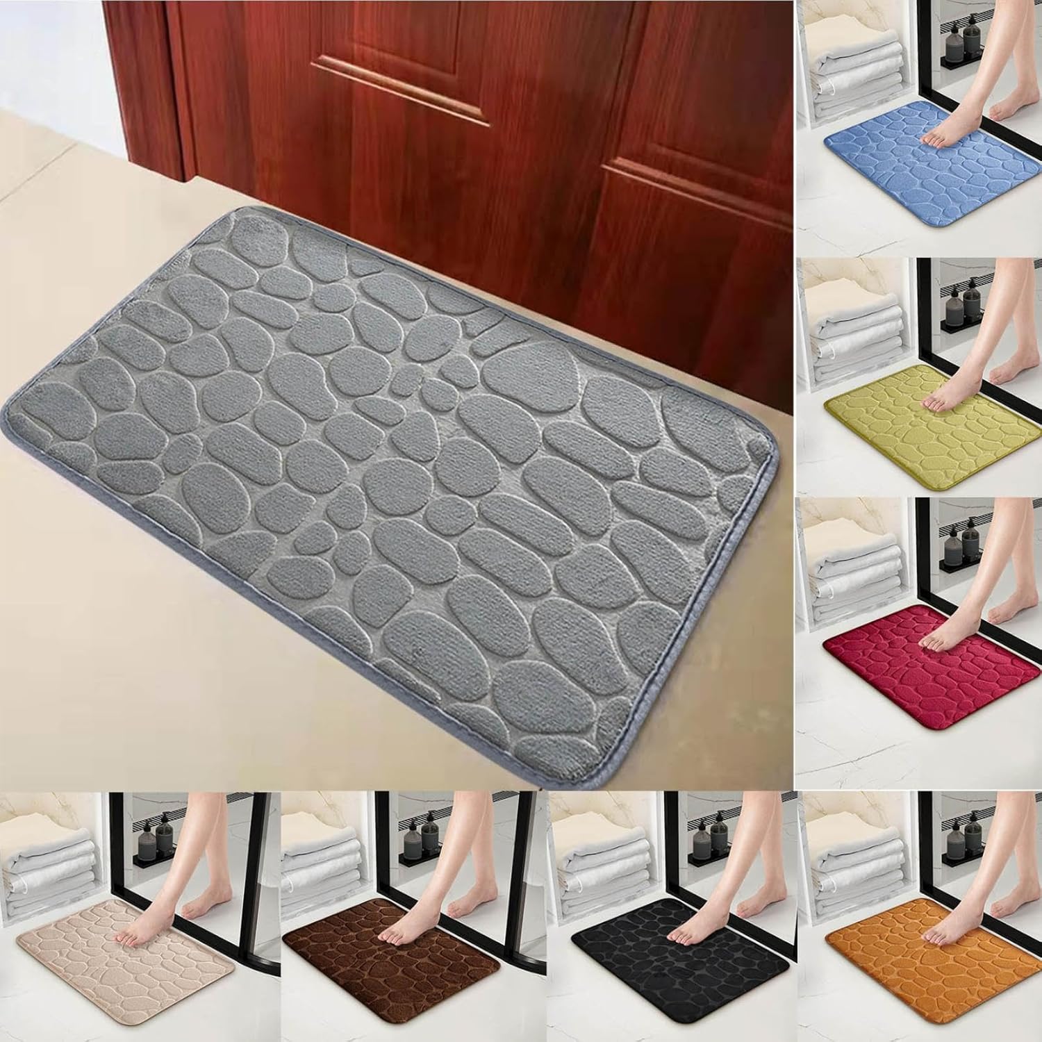 TOMURA 1pc Memory Foam Bath Rug Gray
