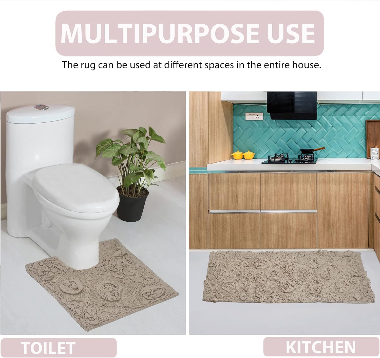 Home Weavers Modesto Bath Rug 25x25 Heart Linen
