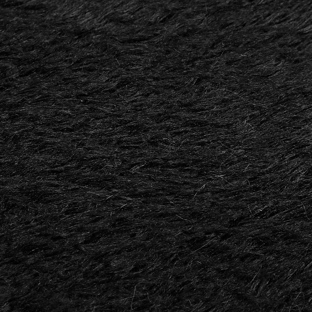 Oval Bath Mat 12x16In Soft Shaggy Chenille Rug Non-Slip Quick Drying Black