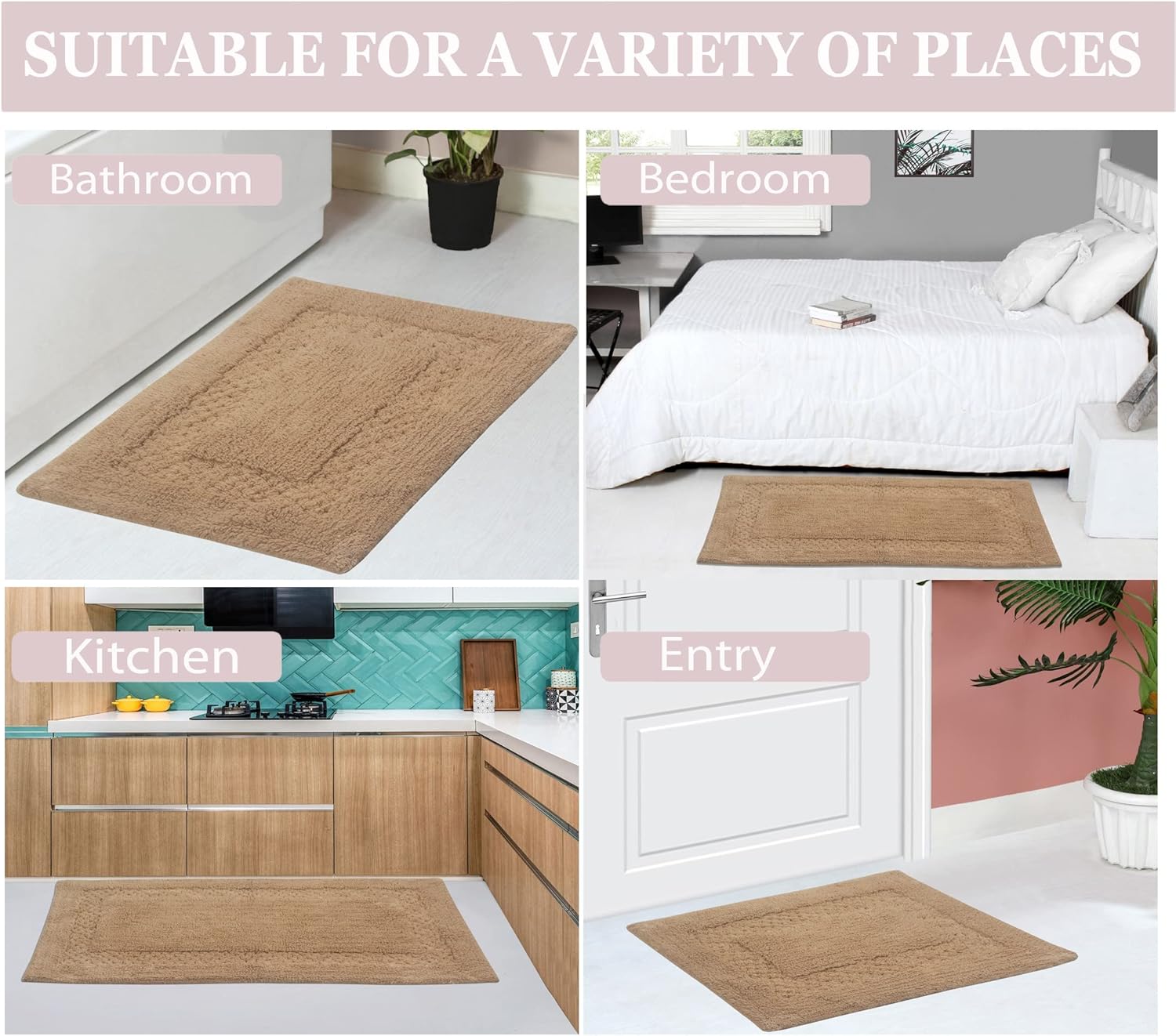Home Weavers Classy Bathmat Set 3 Piece Non-Slip Linen
