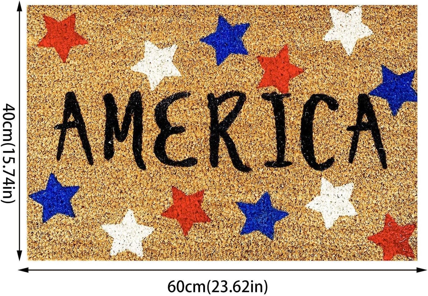 Patriotic Fourth of July Coir Doormat with Anti-Slip Design