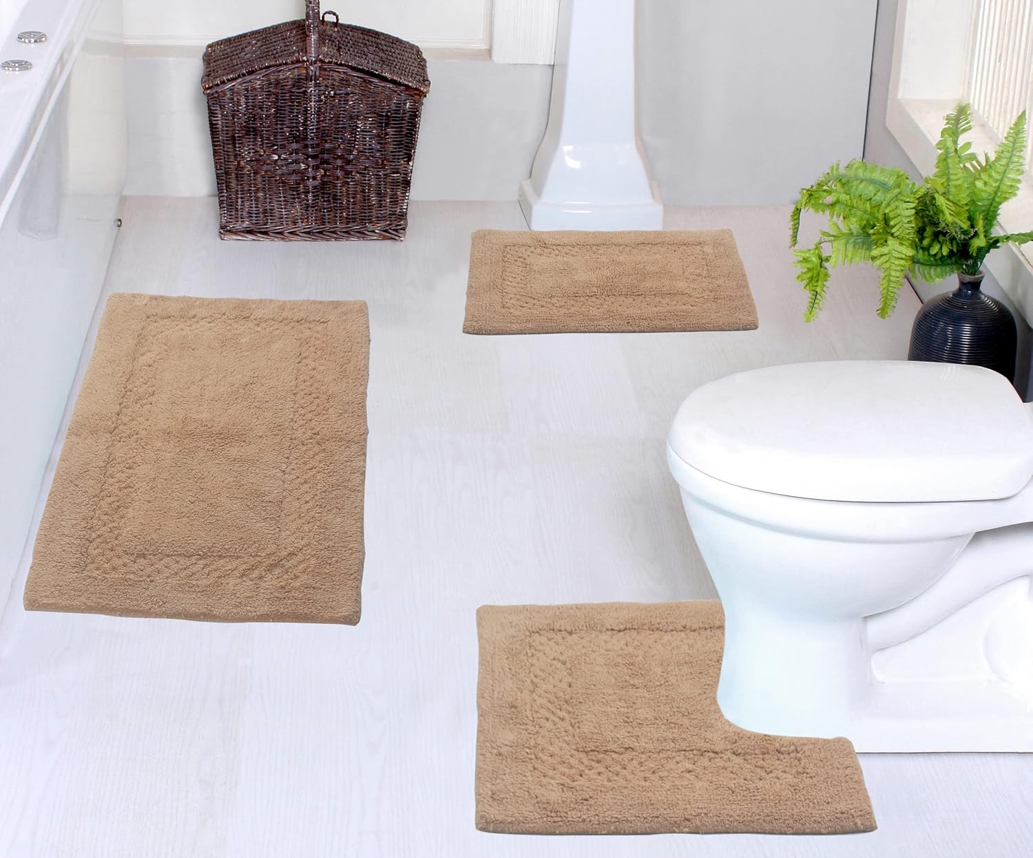 Home Weavers Classy Bathmat Set 3 Piece Non-Slip Linen