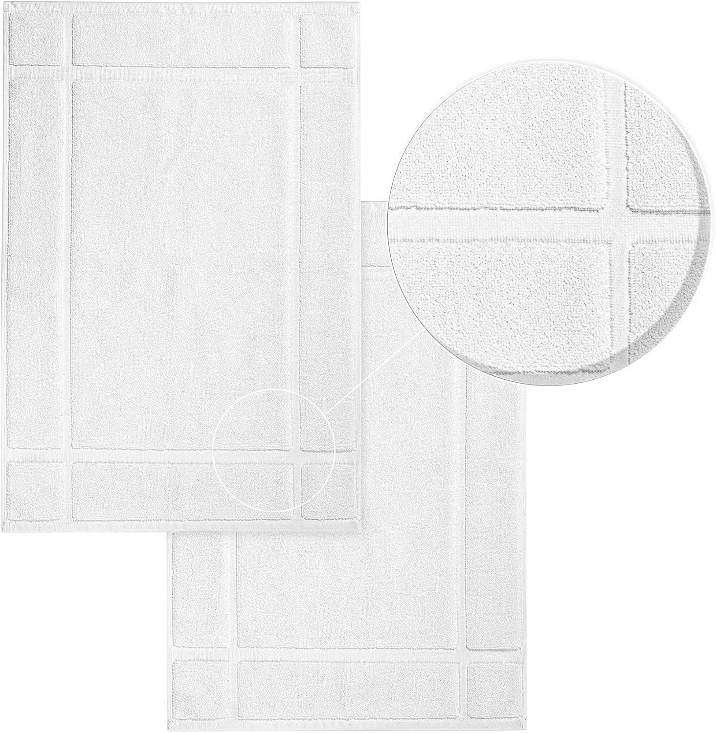 Ample Decor 2 Pack Cotton Bath Mats 34x20 White