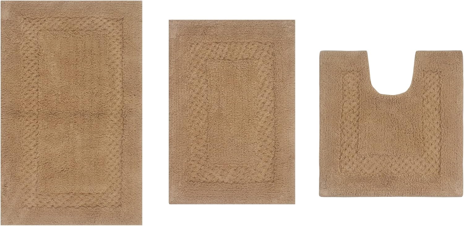 Home Weavers Classy Bathmat Set 3 Piece Non-Slip Linen