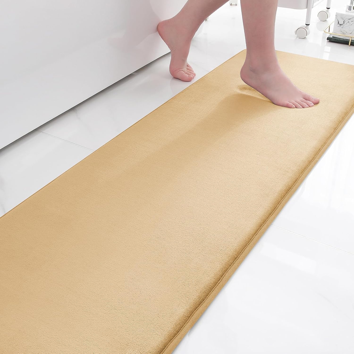 Smiry Memory Foam Bath Mat 47x20 - Non Slip Absorbent Washable