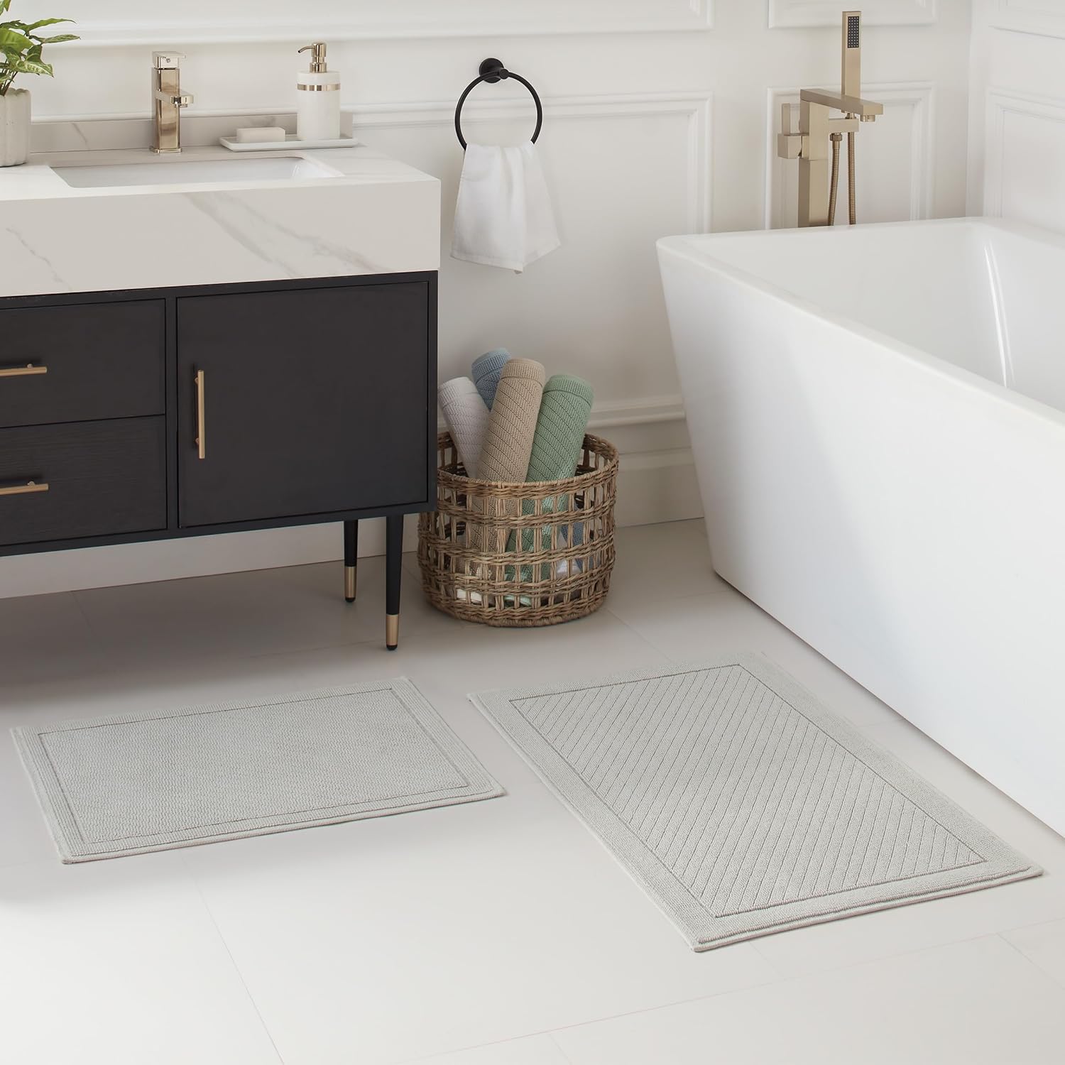 Arkwright 2-Piece Cotton Bath Rug Set - Grey