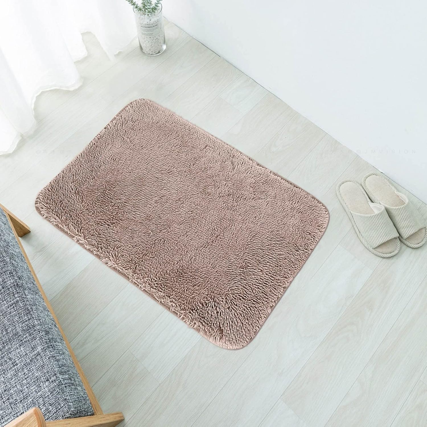 Scceatti Non Slip Bathroom Mat 32x20In Bronze