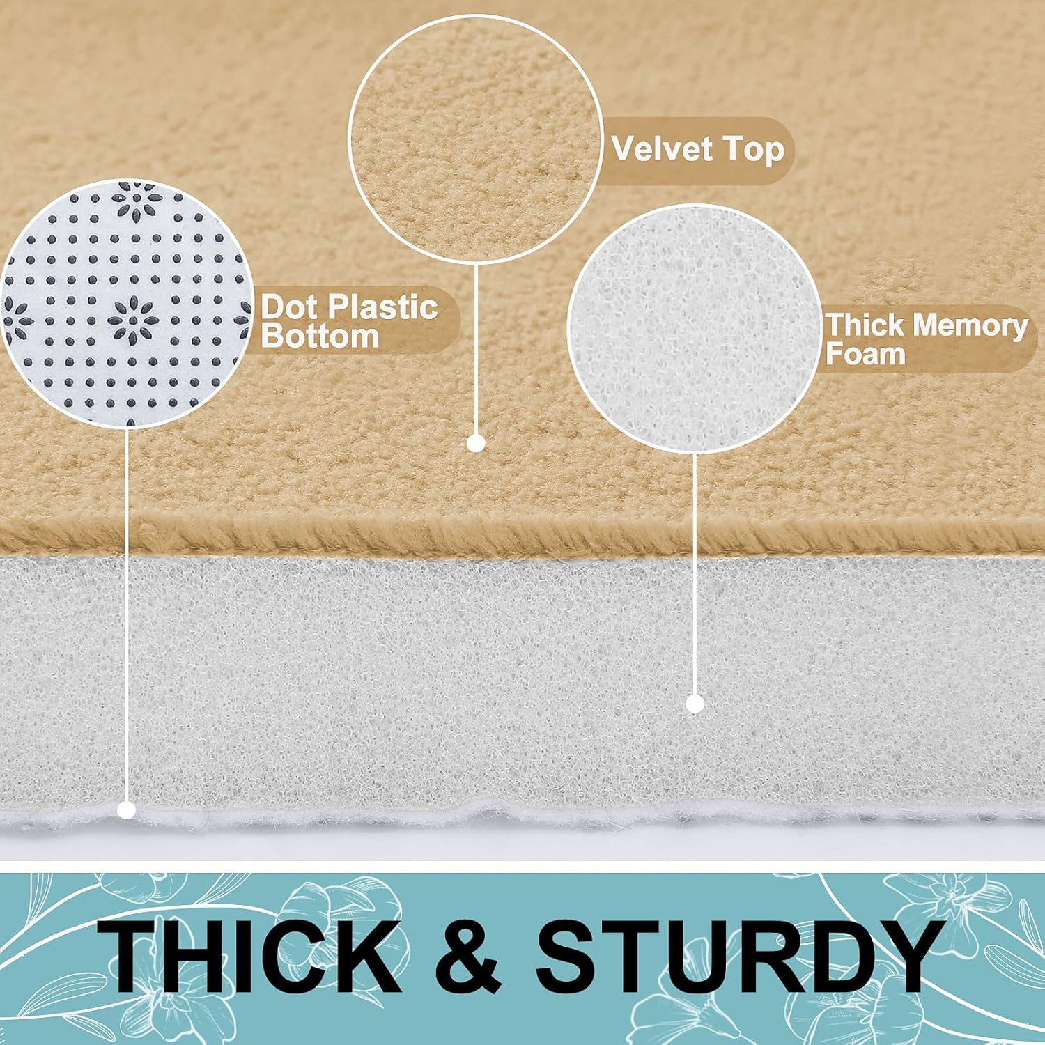 Smiry Memory Foam Bath Mat 47x20 - Non Slip Absorbent Washable