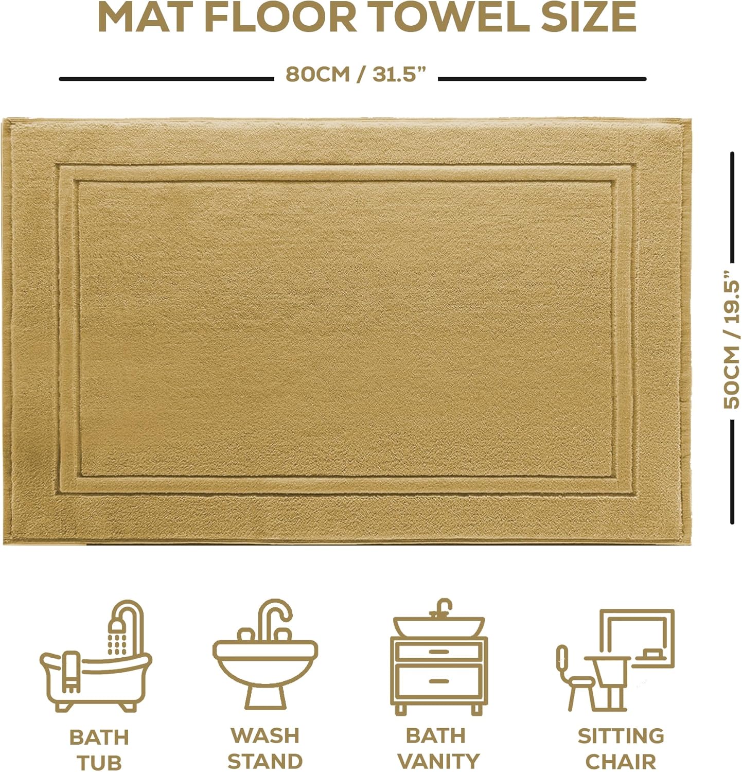 ALIBI Bath Mat Set 2 Pack Luxury Cotton Towel