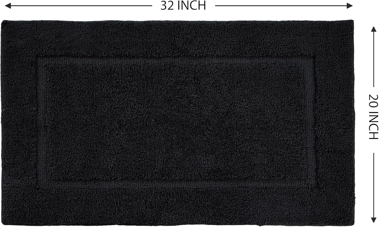 LANE LINEN 20 x 32 Non Slip Bath Mat - Black