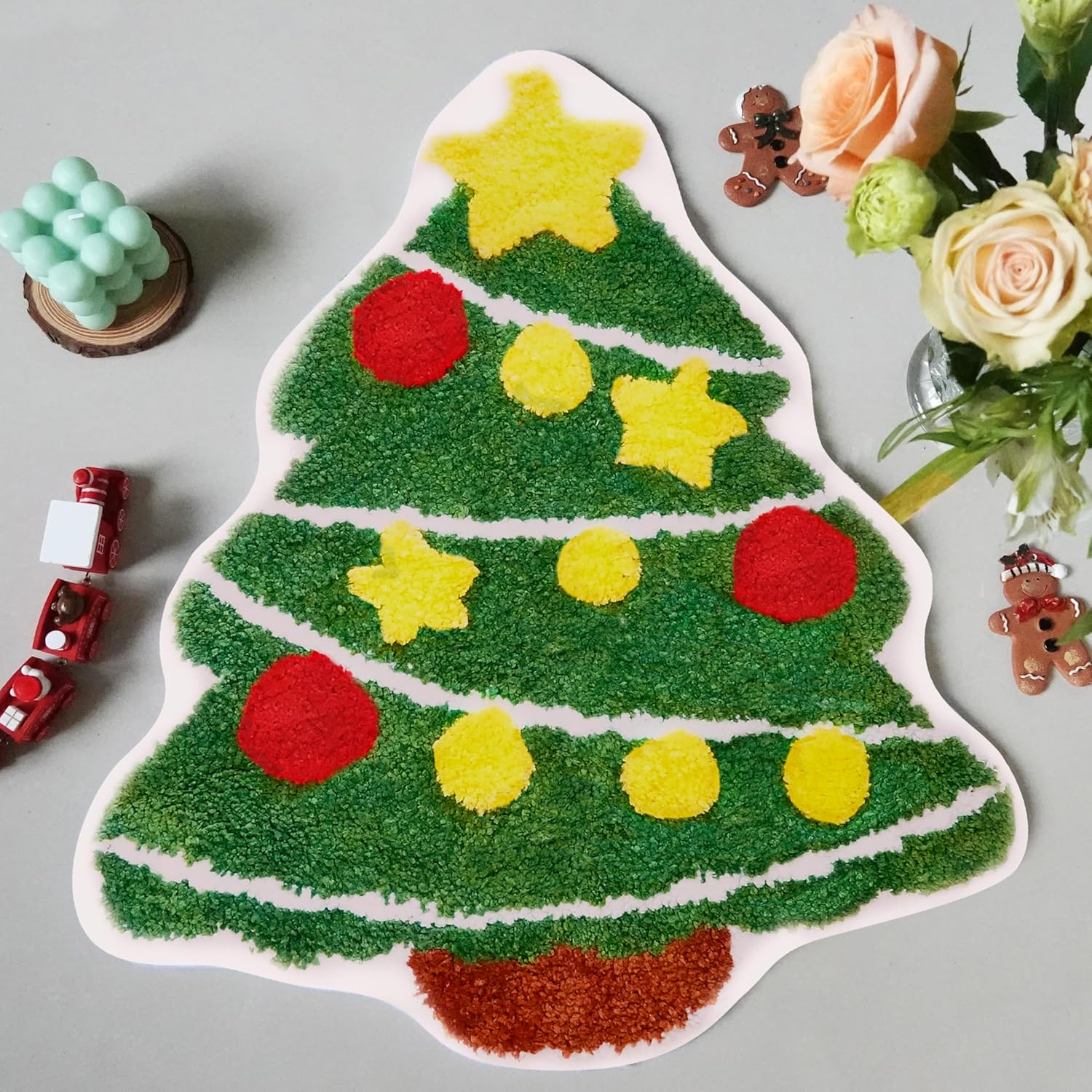 Christmas Tree Rug Cute Non-Slip Bath Mat for Bathroom