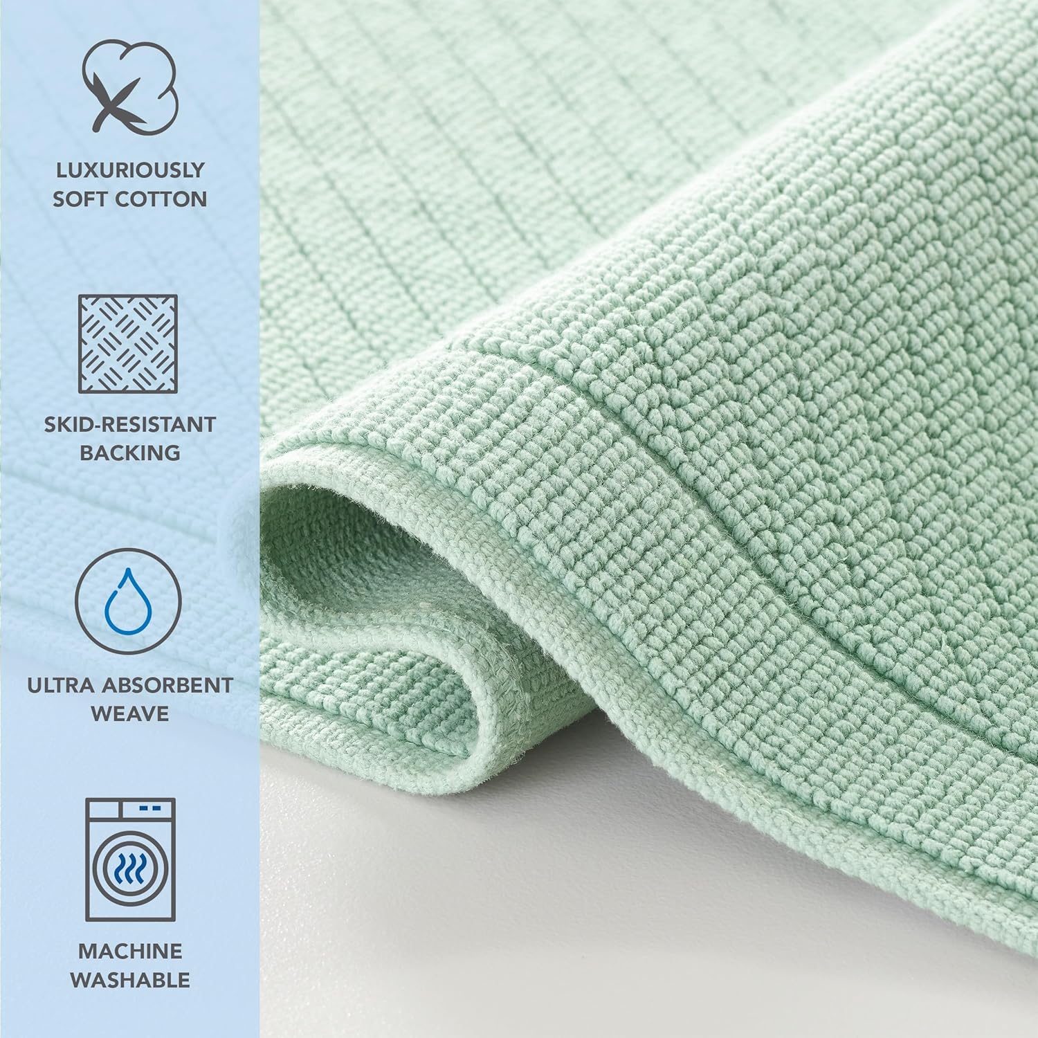 Arkwright 2 Piece Cotton Bath Rug Set - Green 17x24 20x32 in