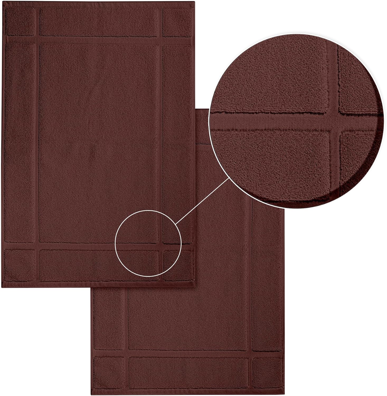 Ample Decor Cotton Bath Mats 2 Pack - Brown