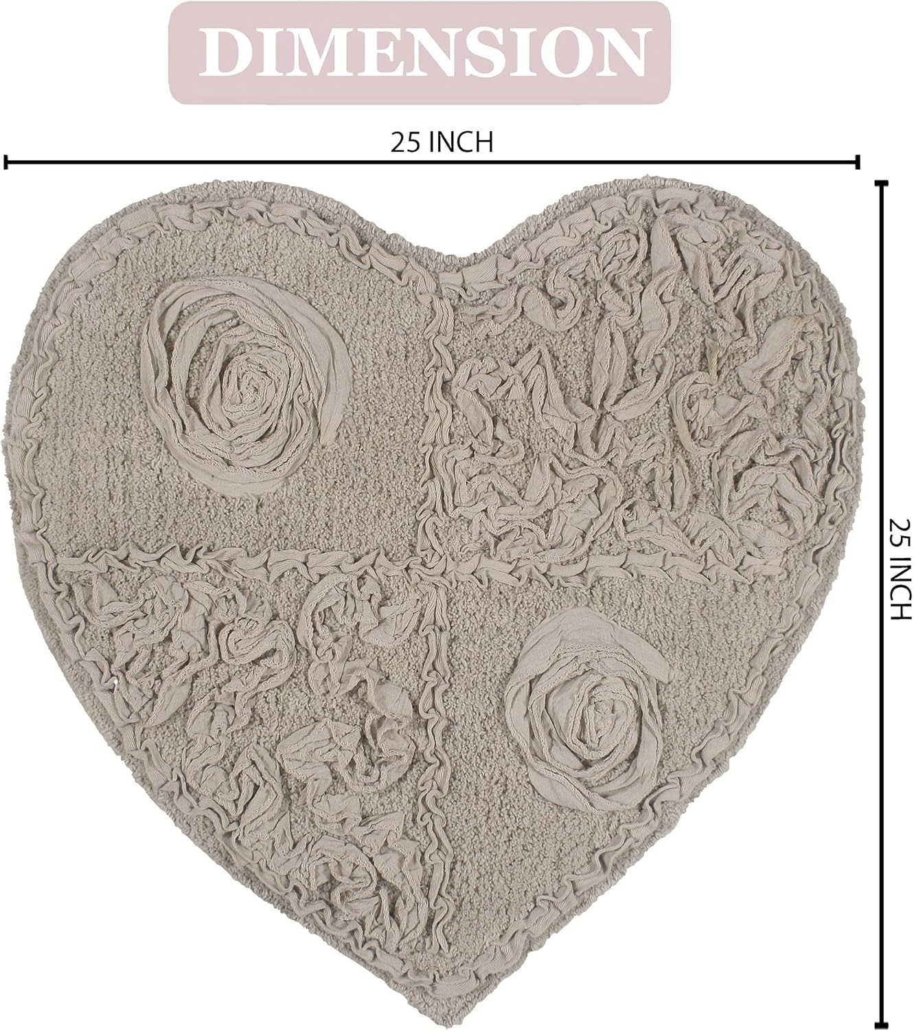 Home Weavers Modesto Bath Rug 25x25 Heart Linen