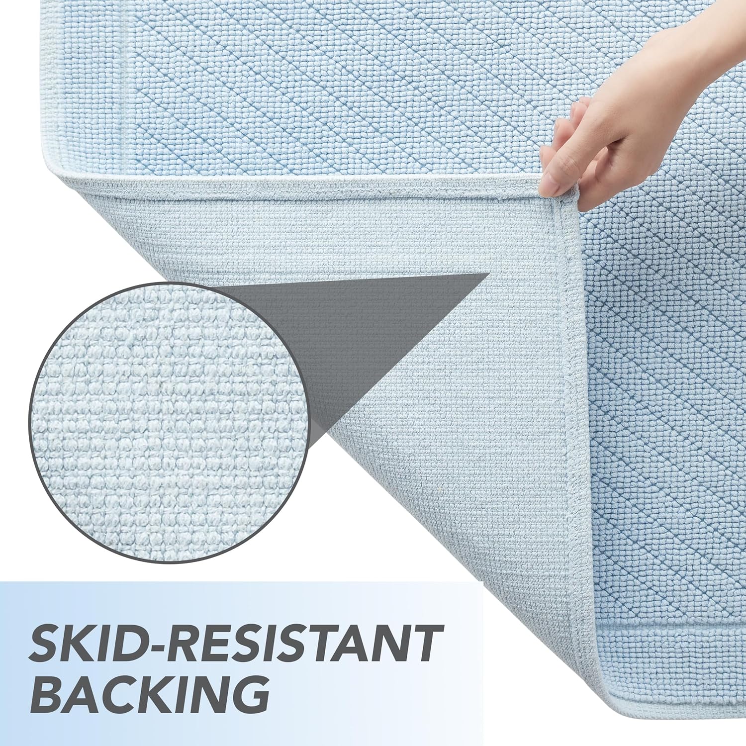 Arkwright Cotton Bath Rug - 24x36 in Blue Textured Woven Design