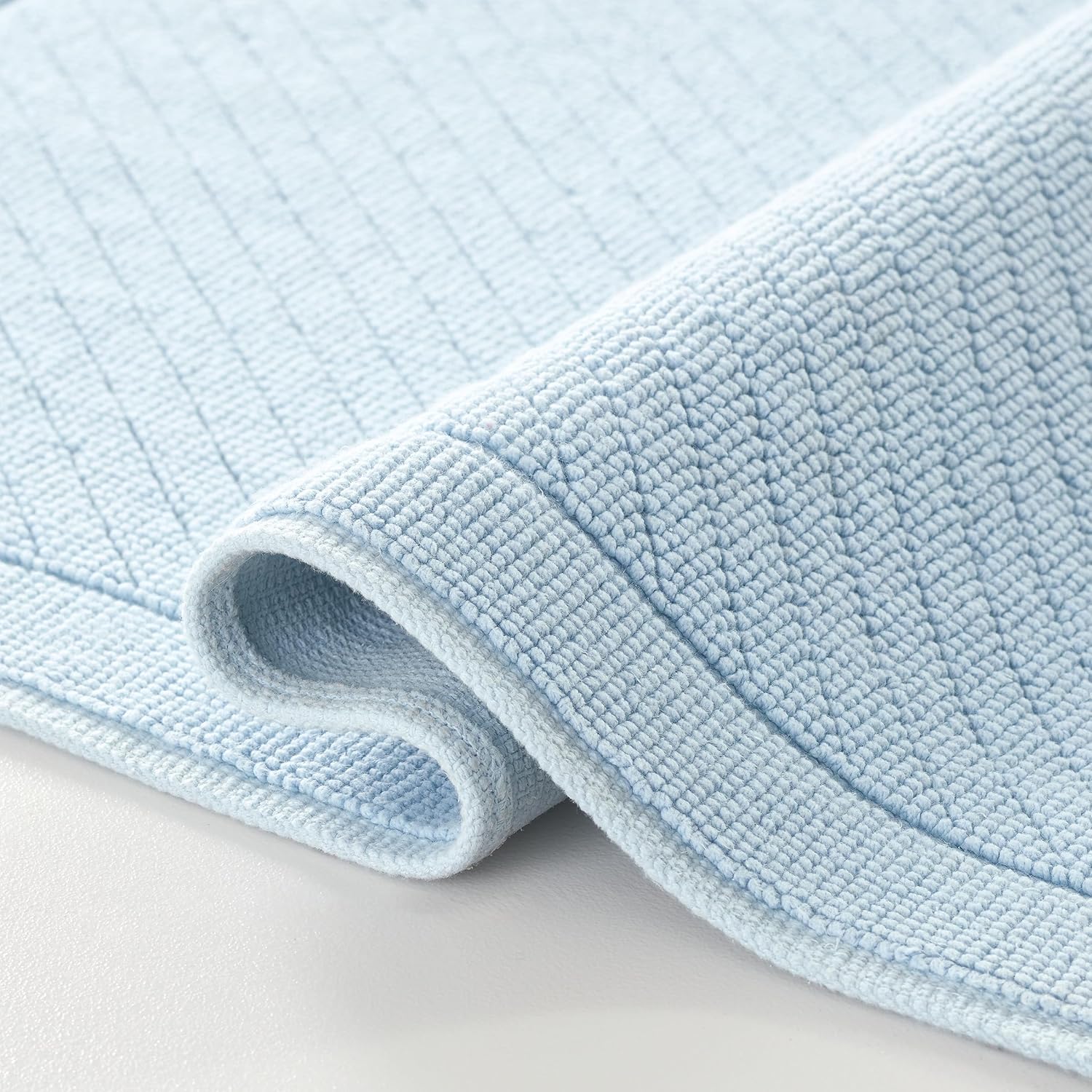 Arkwright Cotton Bath Rug - 24x36 in Blue Textured Woven Design