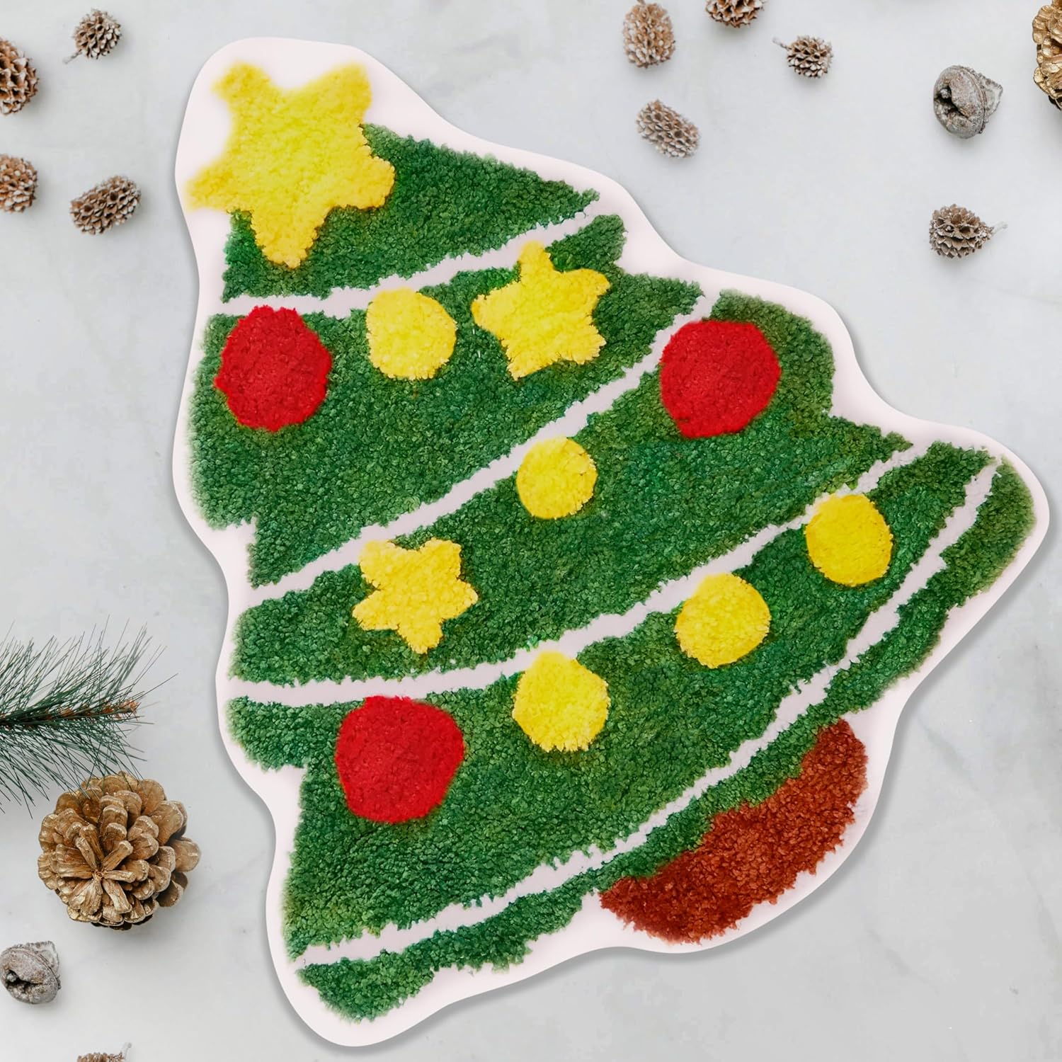 Christmas Tree Rug Cute Non-Slip Bath Mat for Bathroom
