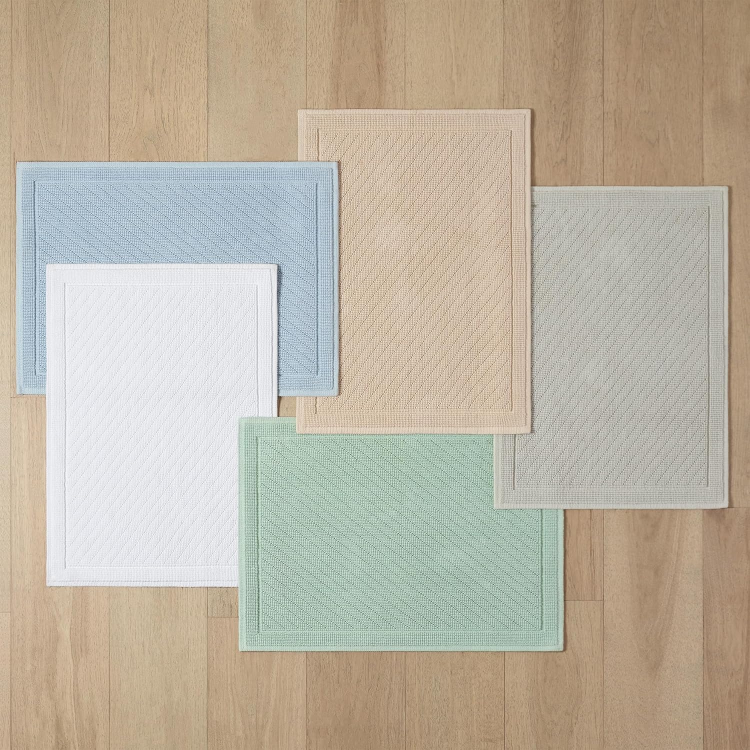 Arkwright Cotton Bath Rug - 24x36 in Blue Textured Woven Design